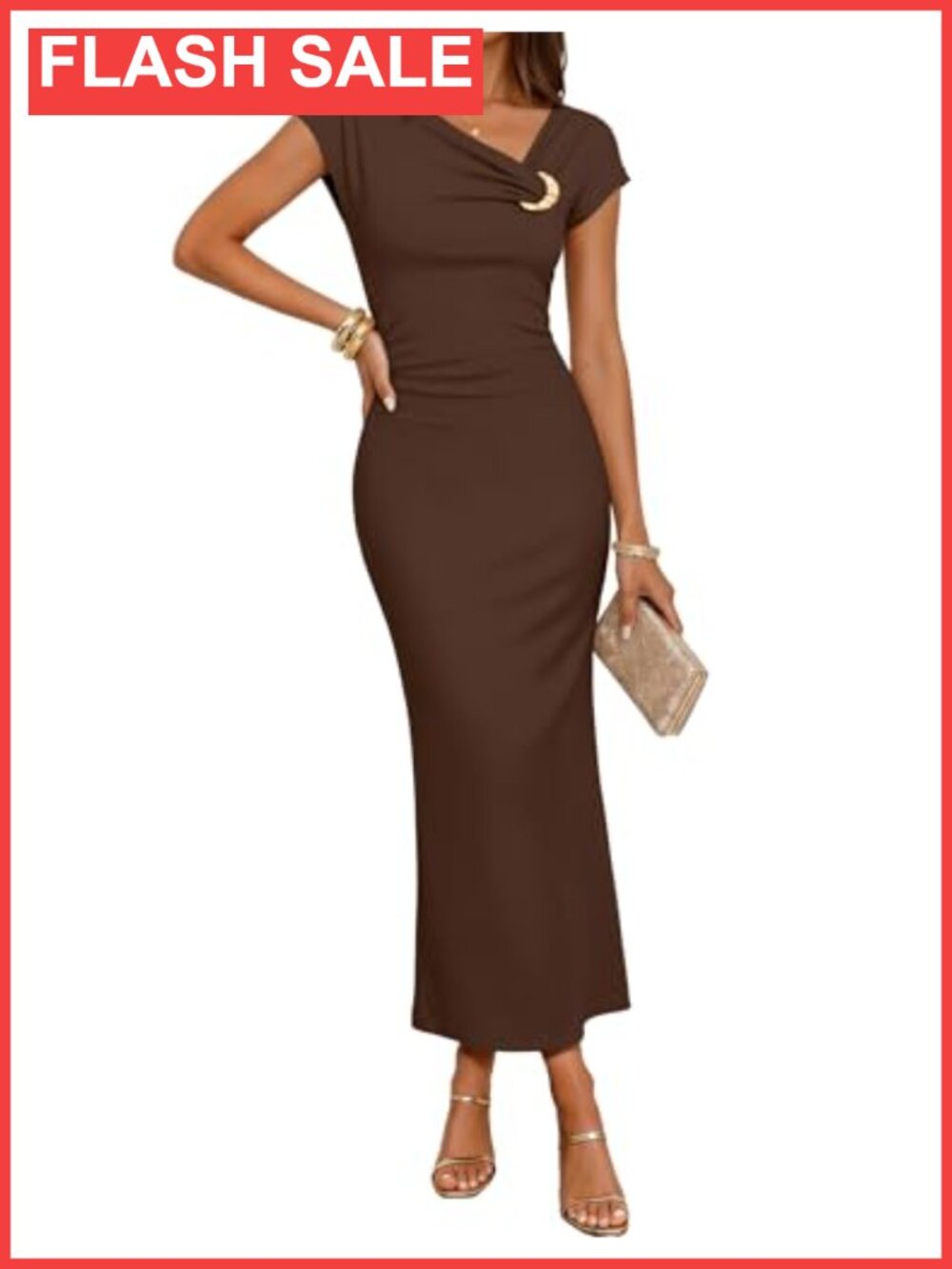 ZESICA Women Asymmetrical Bodycon Midi Dress Ruched Cocktail Party